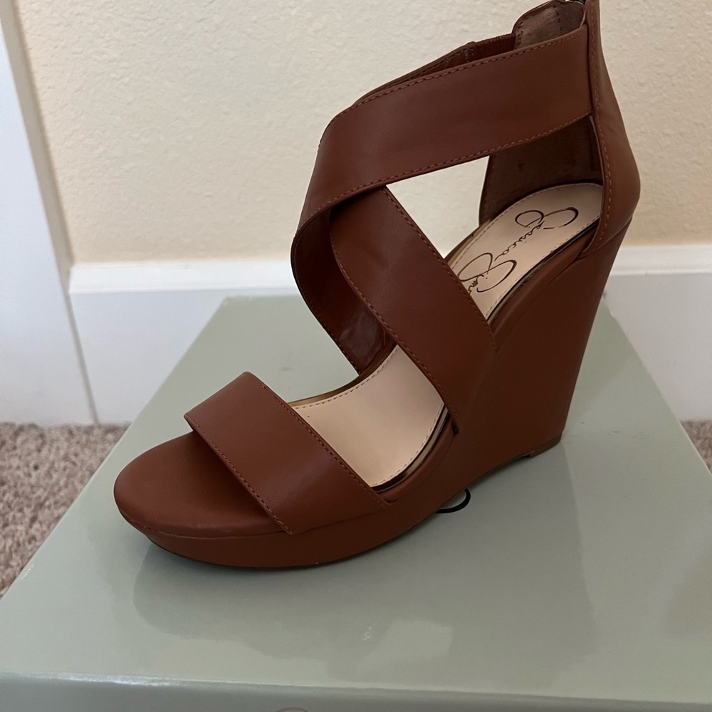 Jessica Simpson Tan Wedge Sandals